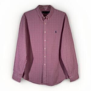 Polo Ralph Lauren Pink White Checkered Button Down Cotton Shirt Men’s XXL
